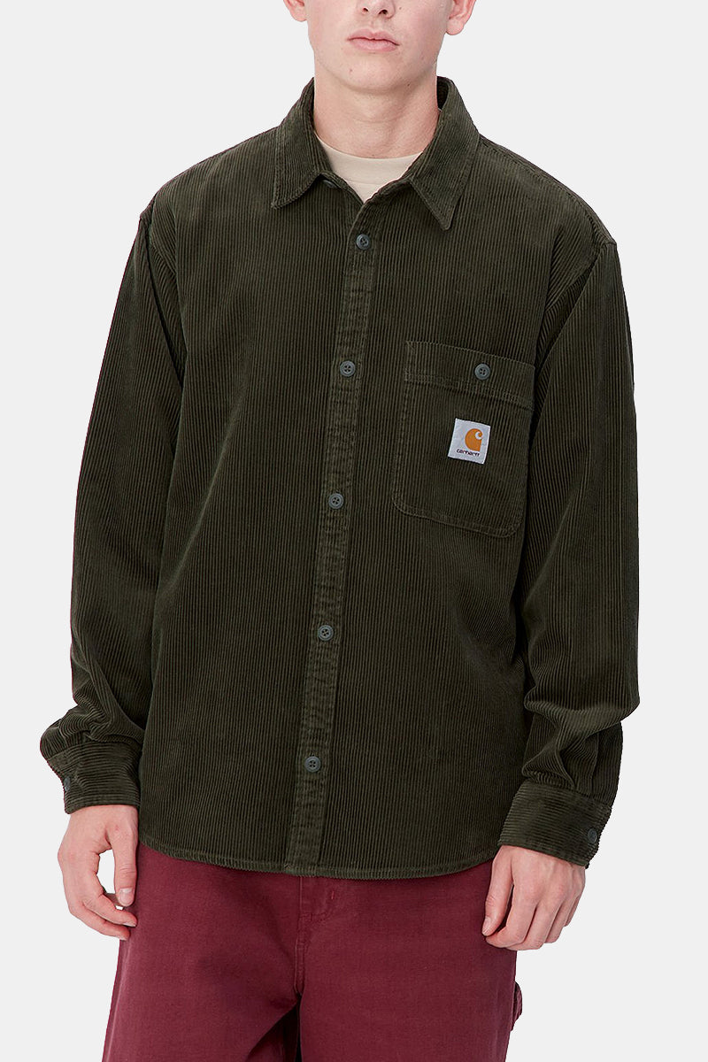 Camicia Flint a maniche lunghe Carhartt Wip (sciacquata verde)