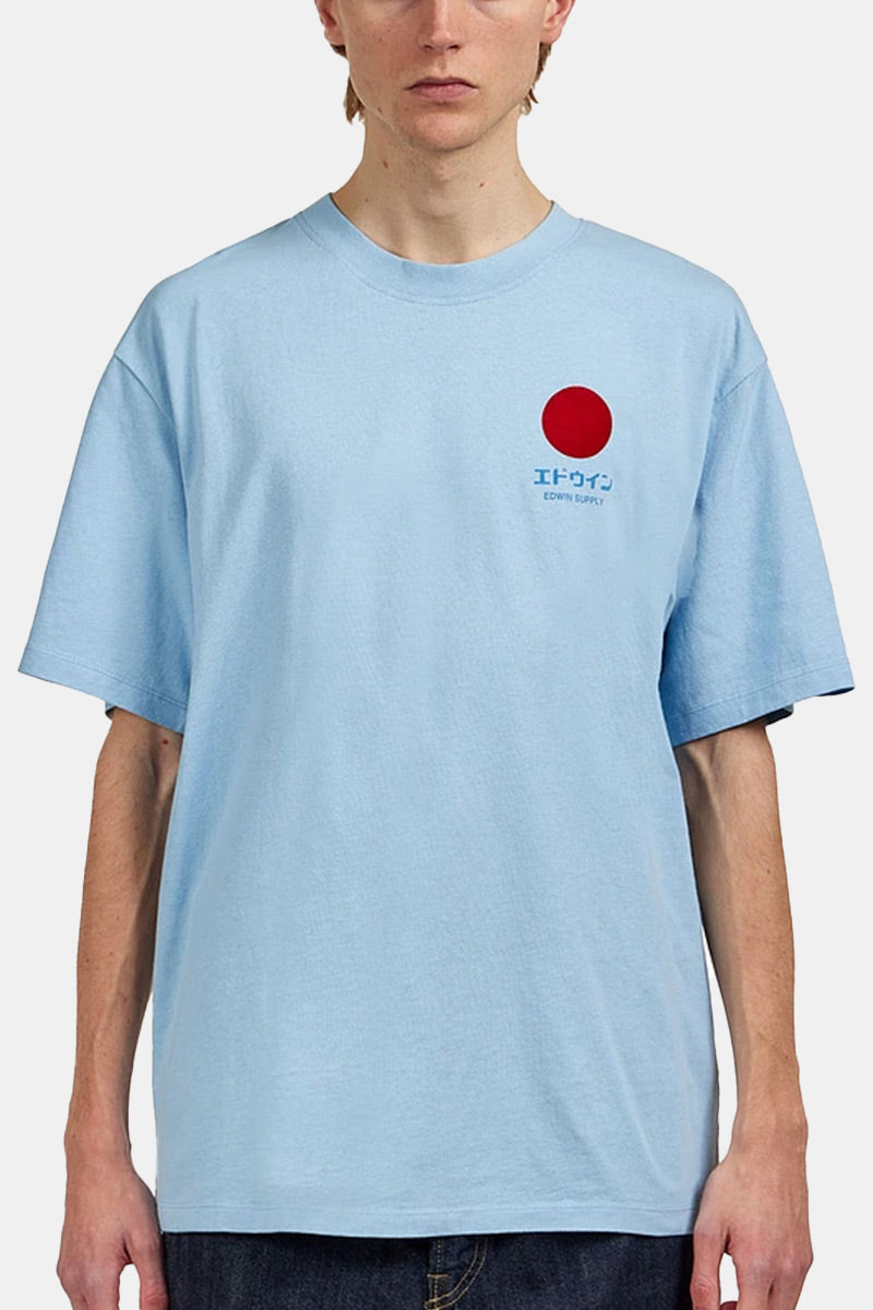 T-shirt di Edwin giapponese di approvvigionamento da sole (placido blu)