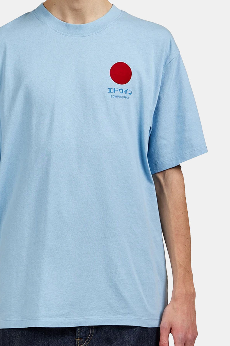 T-shirt di Edwin giapponese di approvvigionamento da sole (placido blu)