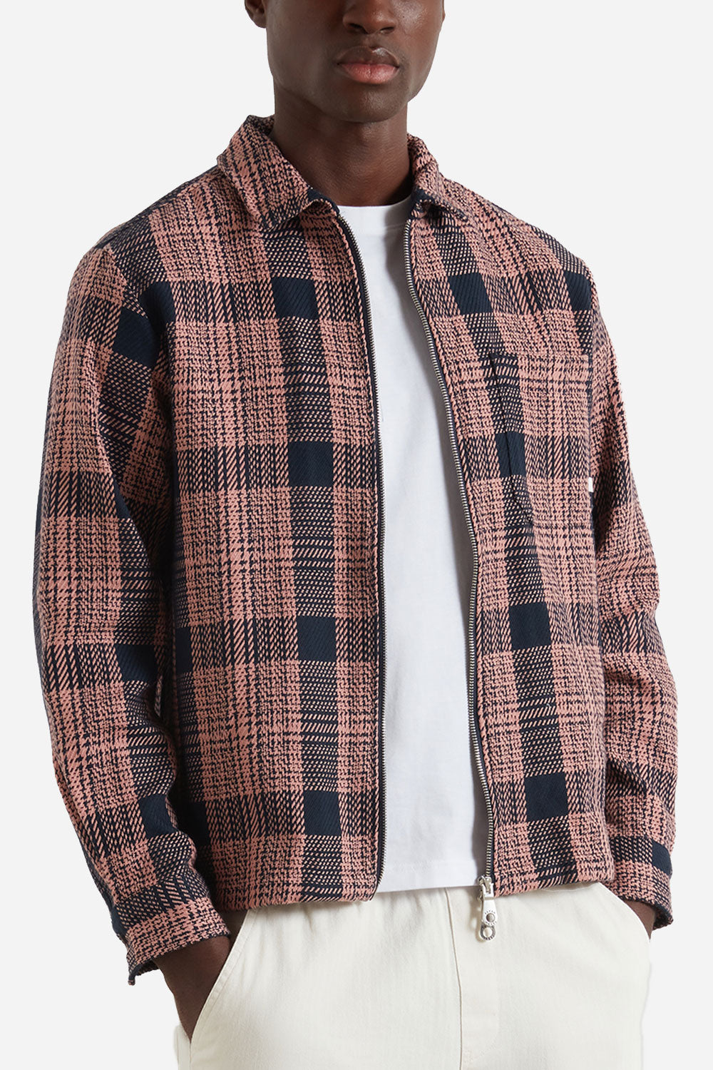 Farah Etienne Long Sleeve Check Zip (True Navy)