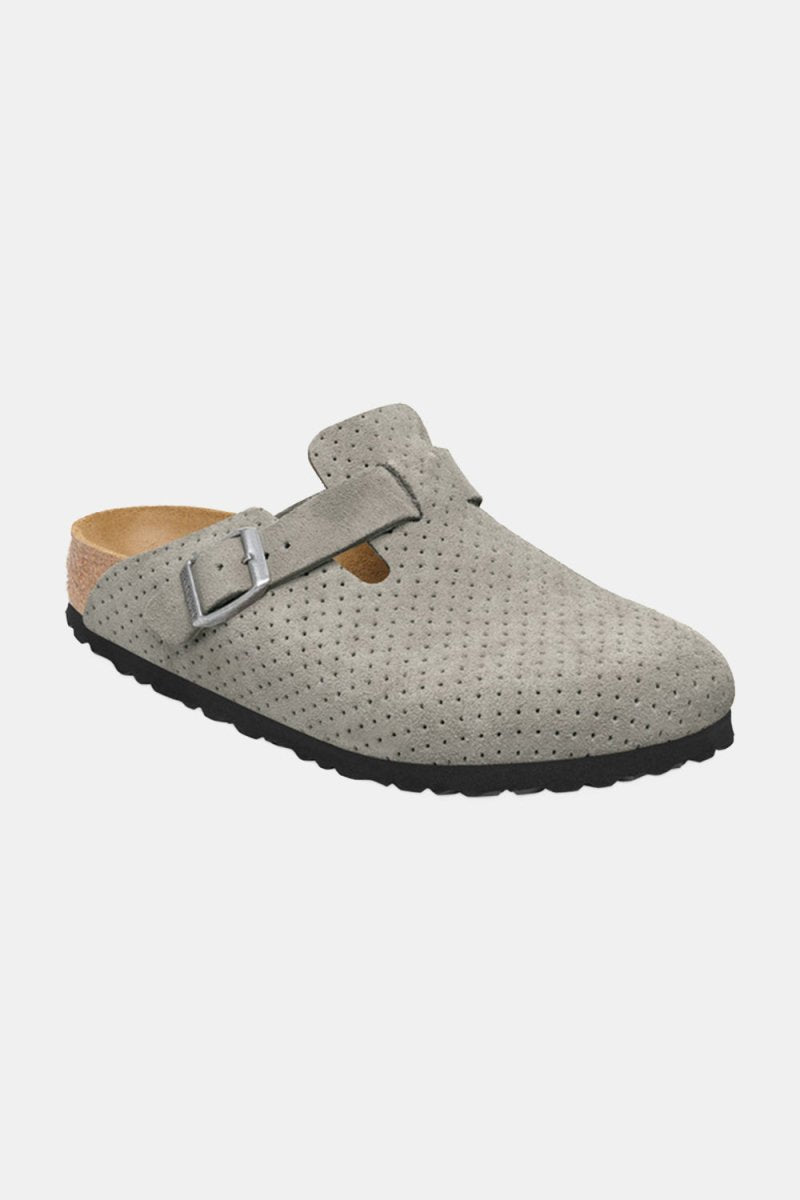 Birkenstock Boston BS Suede Embossed (Emboss Dots Stone Coin) | Sandals