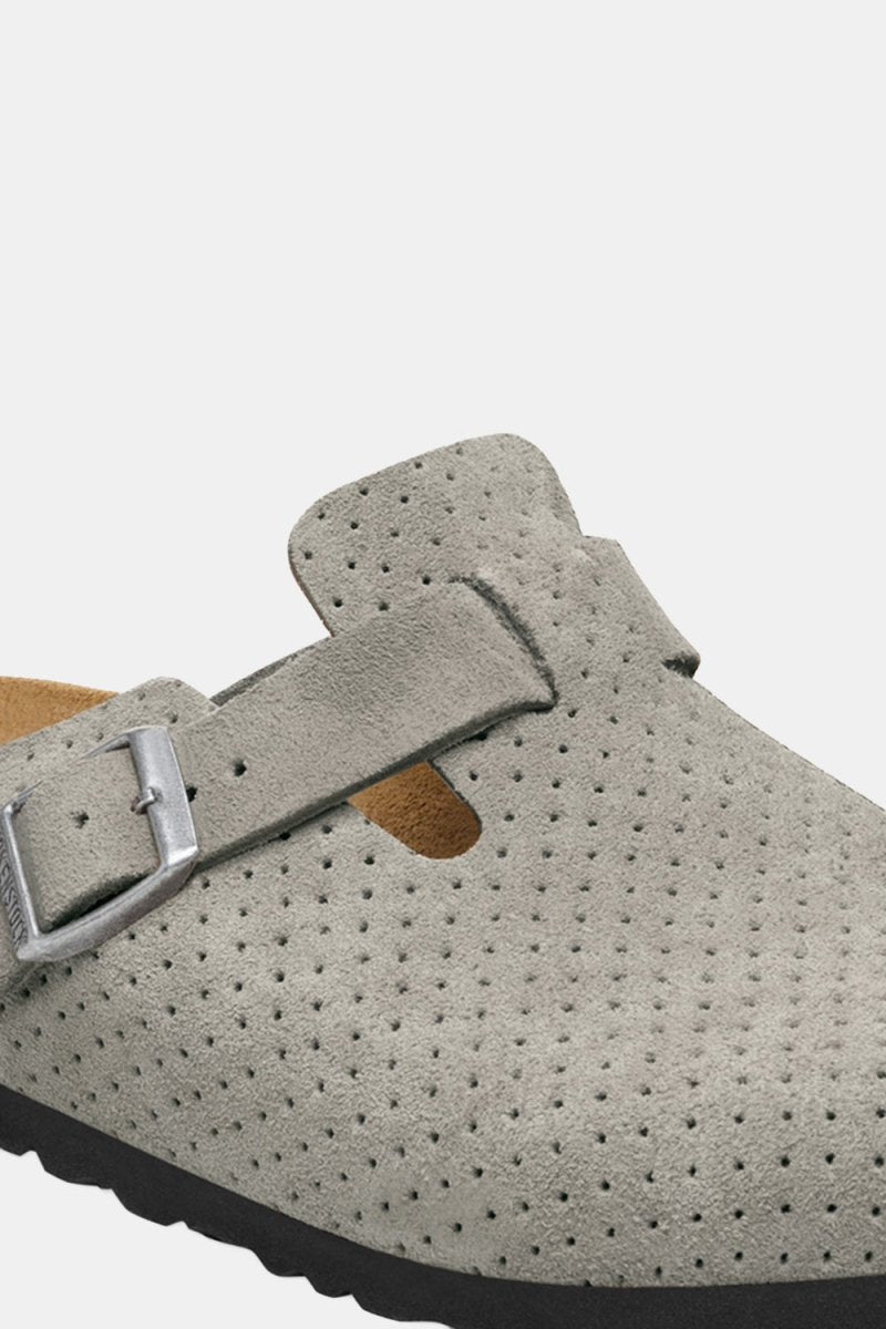 Birkenstock Boston BS Suede Embossed (Emboss Dots Stone Coin) | Sandals