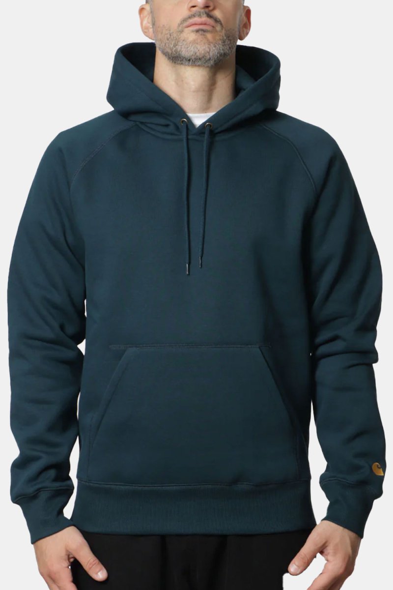 Carhartt WIP Hooded Chase Sweat (Duck Blue/Gold) | Sweaters