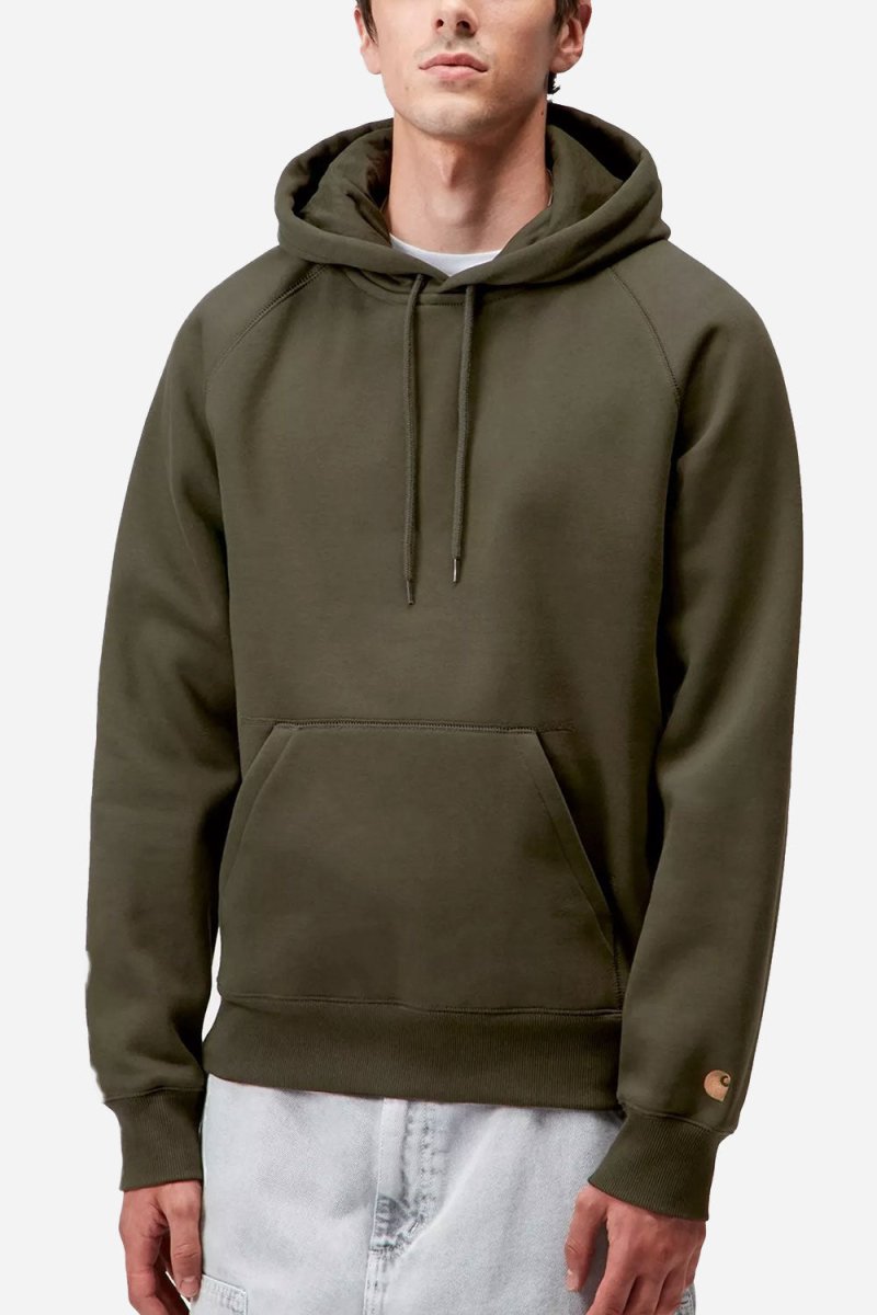 Carhartt WIP Hooded Chase Sweatshirt (Olive/Gold) | Sweaters