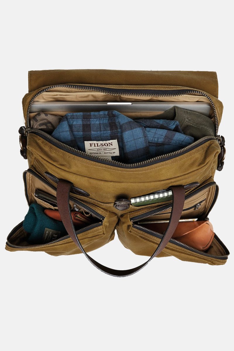 Filson 24-Hour Hour Tin Cloth Briefcase (Dark Tan) | Bags