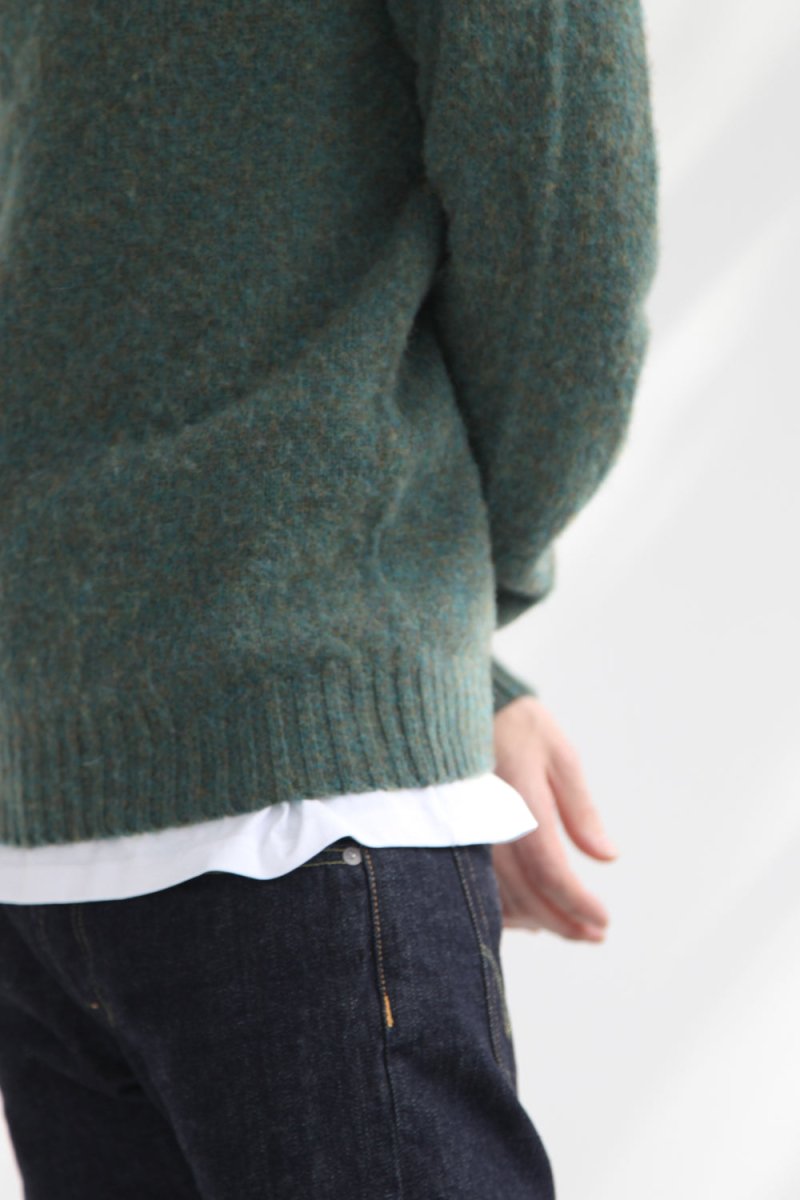 Half Dozen Shaggy Double-Brushed High Neck Crew (Jade) | Knitwear