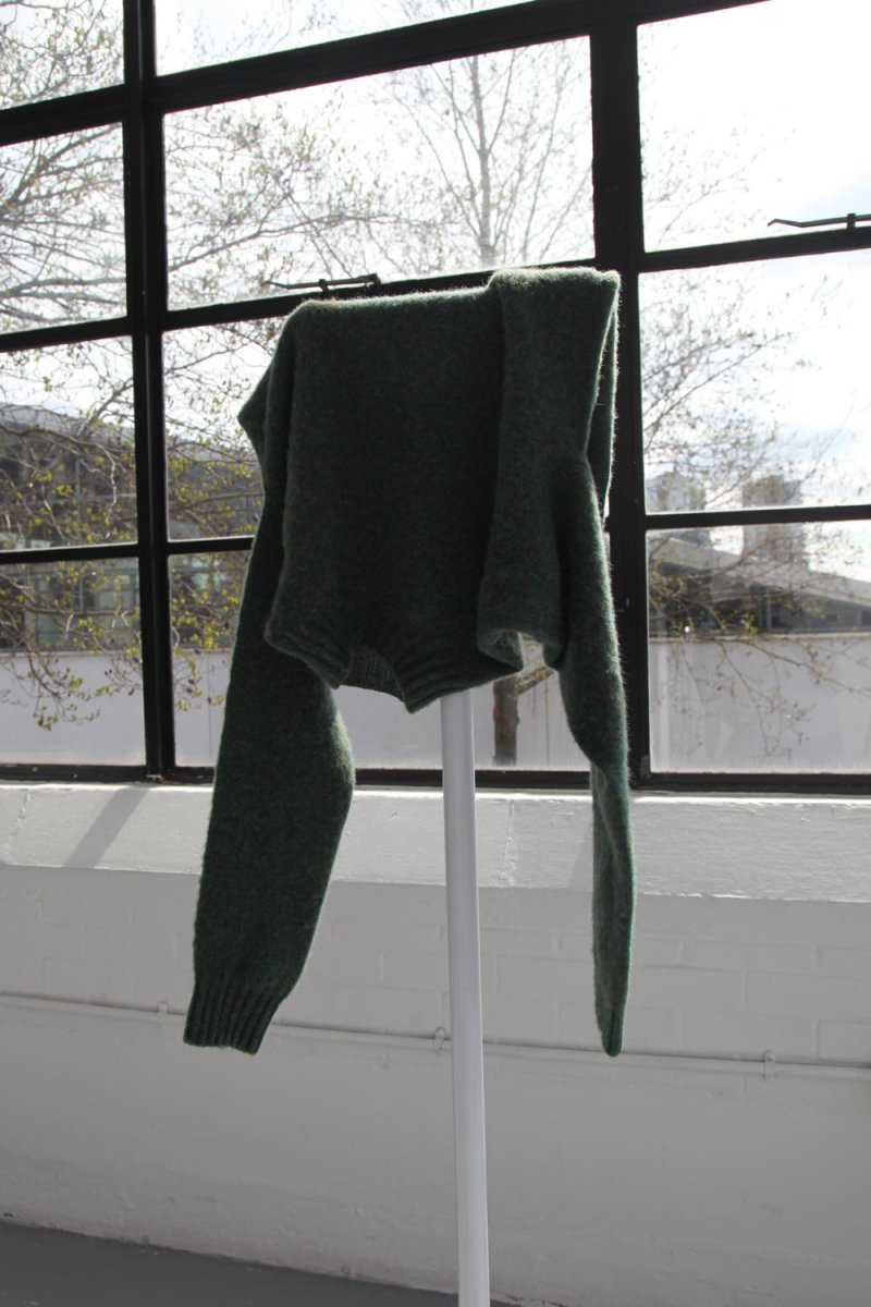 Half Dozen Shaggy Double-Brushed High Neck Crew (Jade) | Knitwear