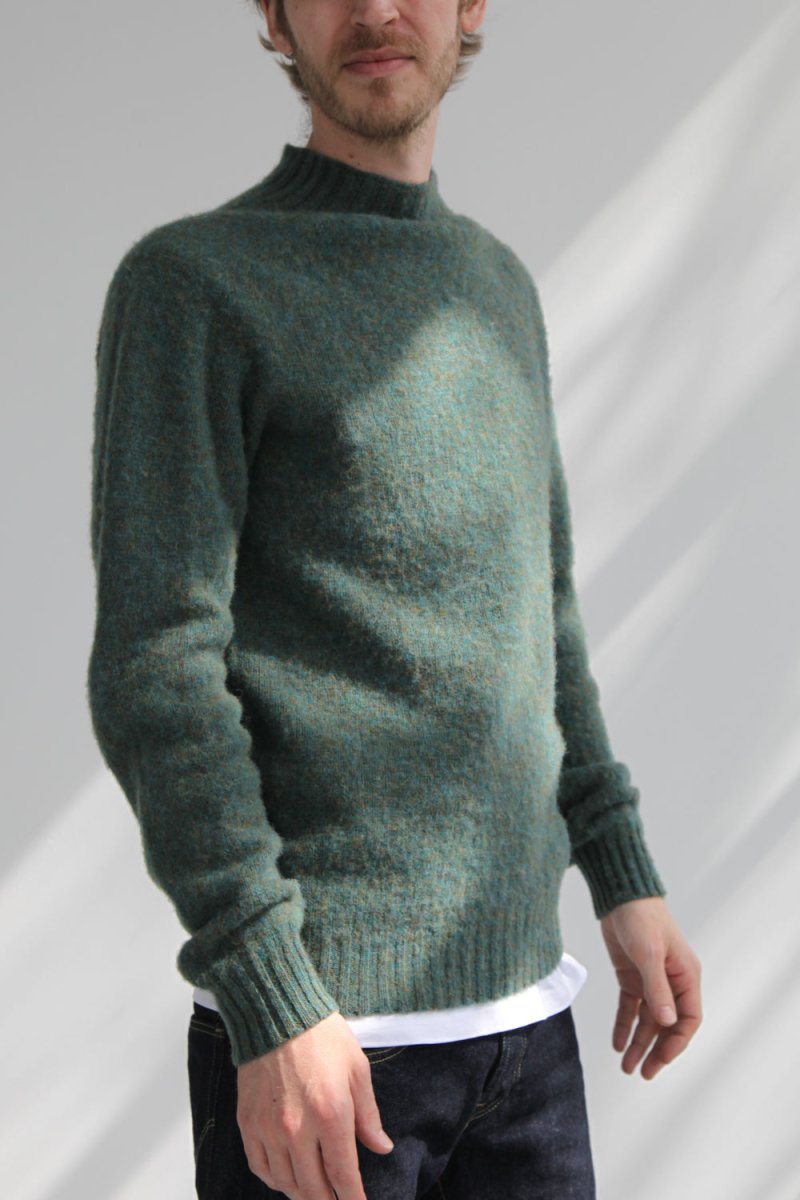 Half Dozen Shaggy Double-Brushed High Neck Crew (Jade) | Knitwear