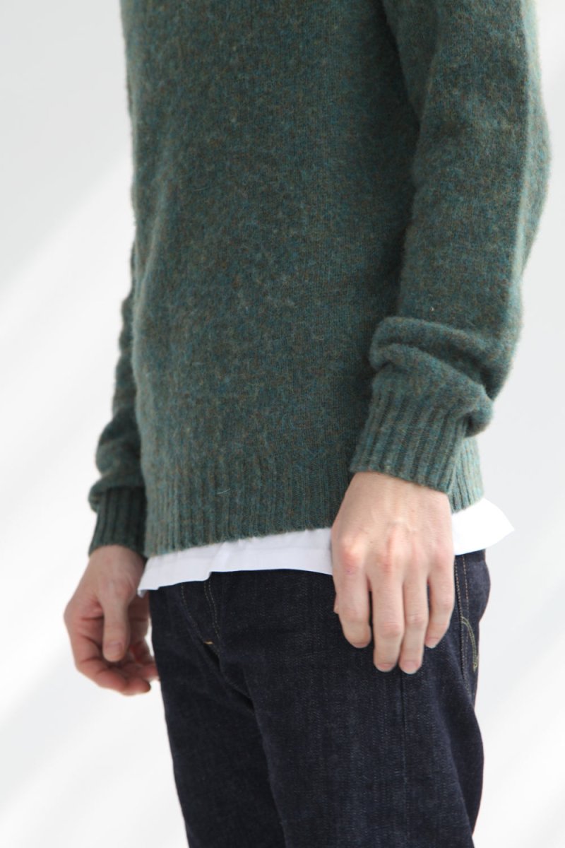 Half Dozen Shaggy Double-Brushed High Neck Crew (Jade) | Knitwear