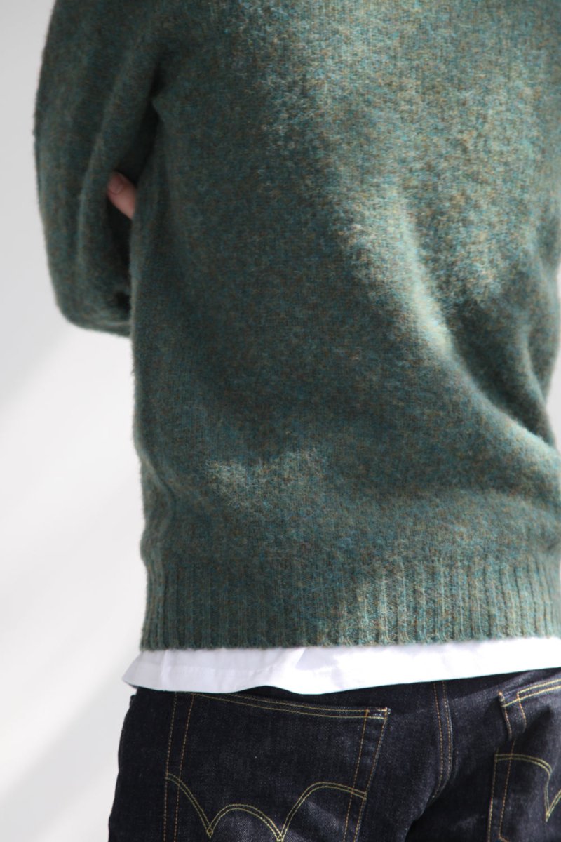 Half Dozen Shaggy Double-Brushed High Neck Crew (Jade) | Knitwear