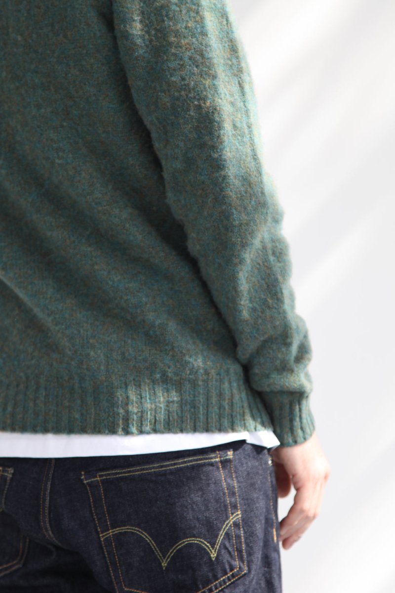 Half Dozen Shaggy Double-Brushed High Neck Crew (Jade) | Knitwear