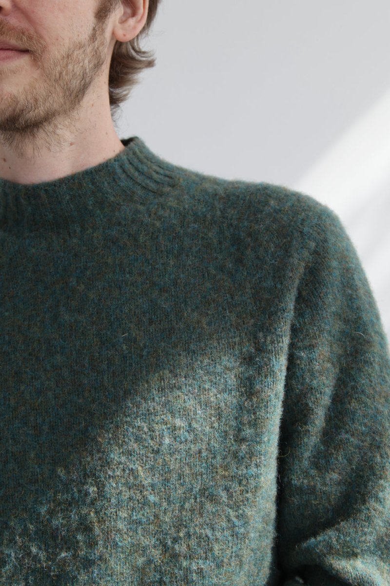 Half Dozen Shaggy Double-Brushed High Neck Crew (Jade) | Knitwear
