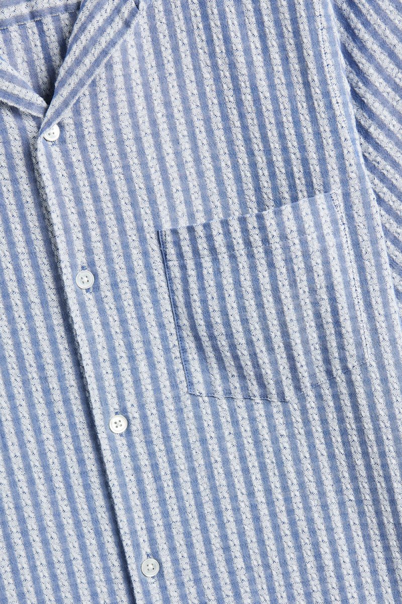 Portuguese Flannel Jacquard Chambray Shirt (Blue) | Shirts