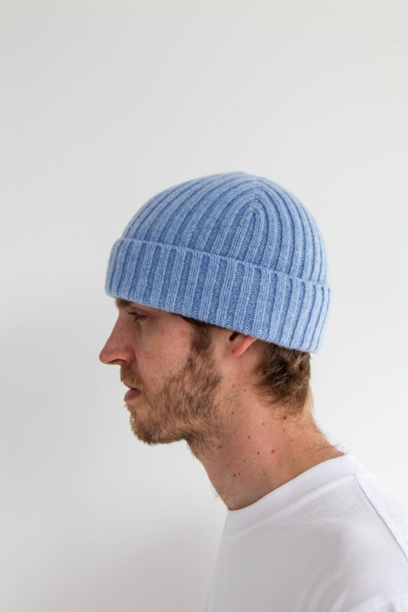 Super-Soft Lambswool Fisherman Beanie - Glacier Blue | Hats