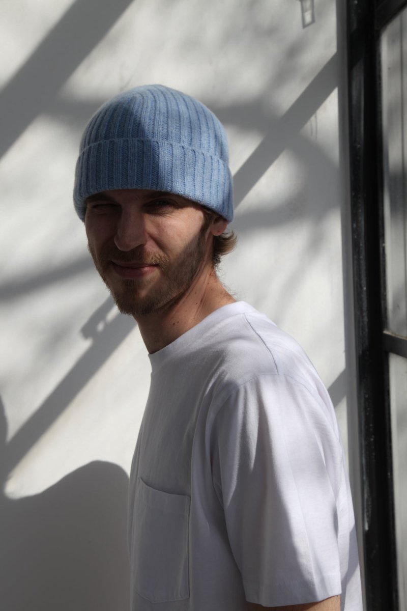 Super-Soft Lambswool Fisherman Beanie - Glacier Blue | Hats