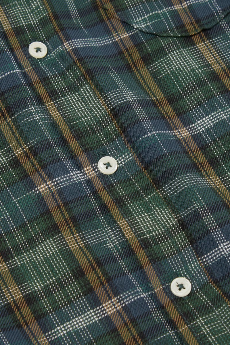 Universal Works Daybrook Shirt (Green Ikat Twill Check) | Shirts