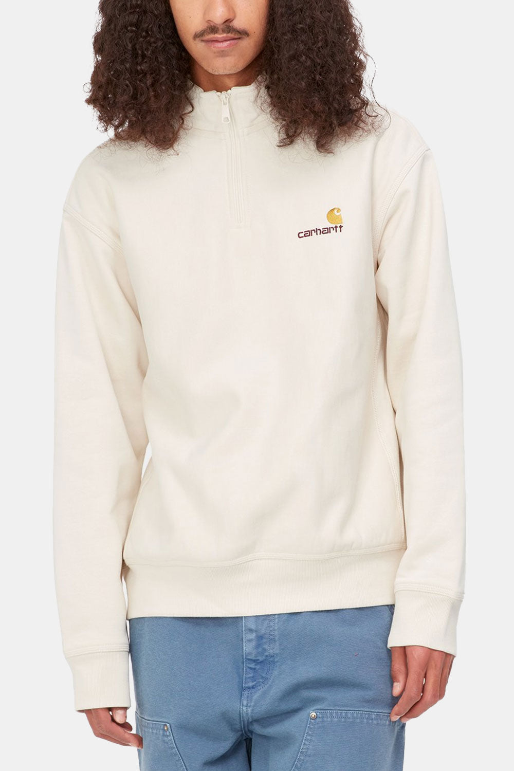 Carhartt WIP Half Zip American Script Sweatshirt (Natural)