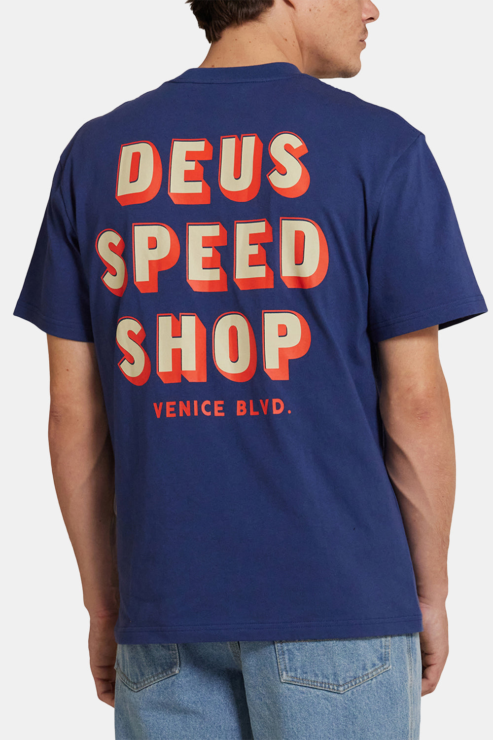 T-shirt in cotone organico di Deus Gaucho Tee (blu meccanico)