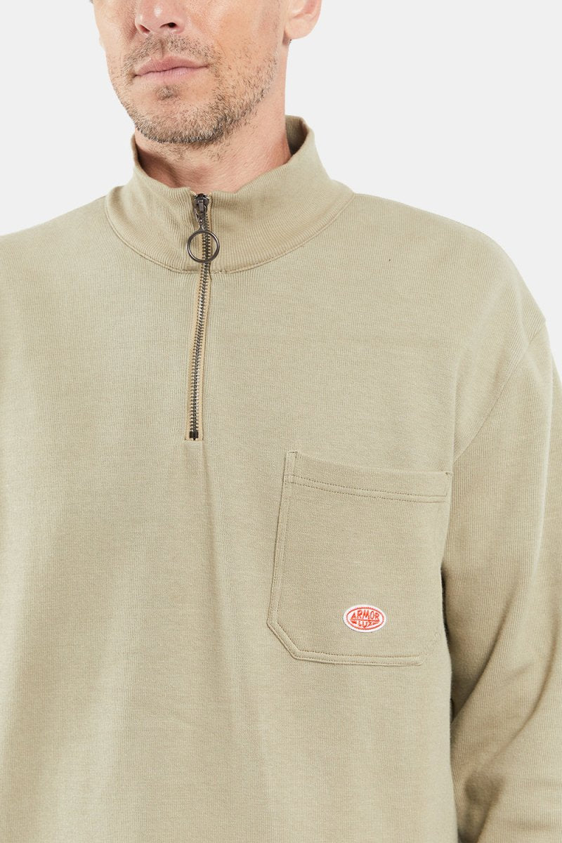 Armor Lux 1/4 Zip Sweat Camionneur Héritage (Argile Green) | Maglioni