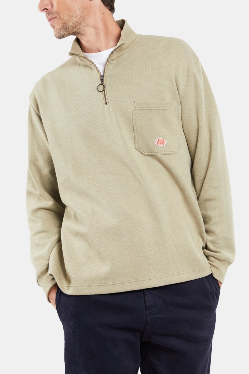 Armor Lux 1/4 Zip Sweat Camionneur Héritage (Argile Green) | Maglioni