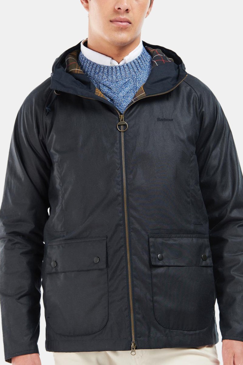 Barbour Hooded Domus Waxed Jacket (Navy/Classic) | Jackets