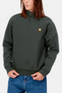 Felpa Carhartt WIP con mezza zip con scritta americana (cedro scuro) | Maglioni