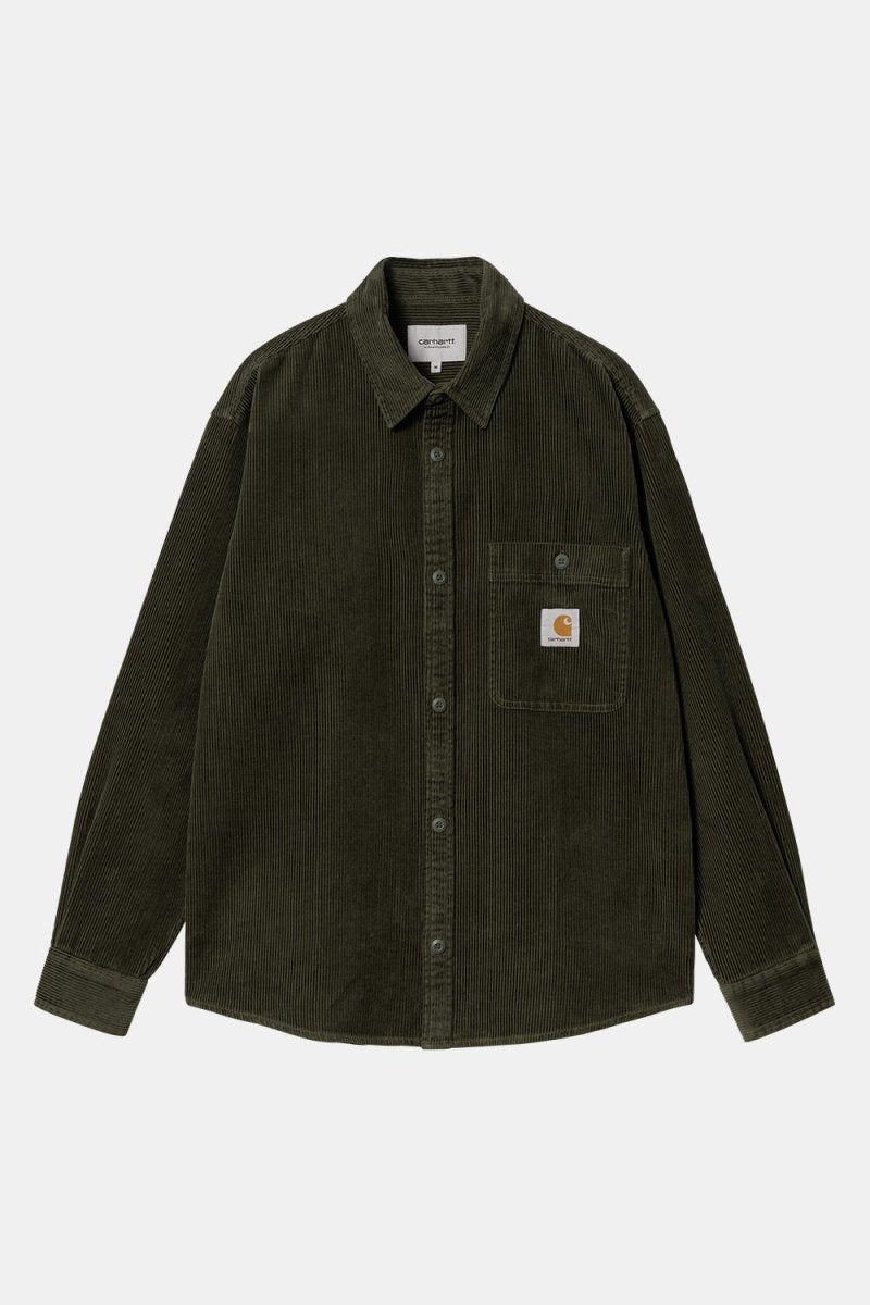 Carhartt WIP Long Sleeve Flint Shirt (Office Green Rinsed) | Shirts