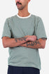 T-shirt Folk a righe 1x1 (verde ftalo/ecru) | Camicie