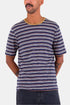 T-shirt folk multirighe (mix blu scuro) | Camicie
