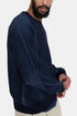 Felpa girocollo a costine placcata folk (blu scuro/blu tenue) | Maglioni