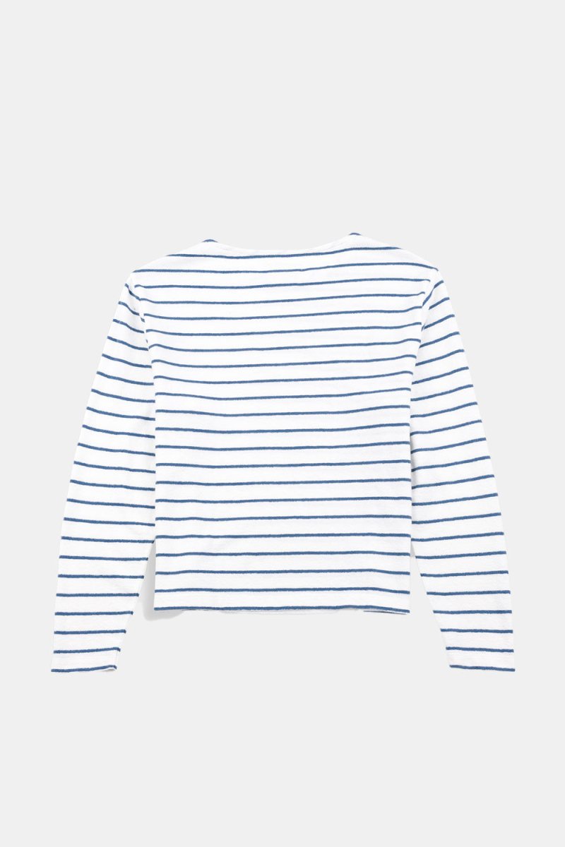 Folk Textured Stripe T-Shirt (Off White/Soft Blue) | Shirts