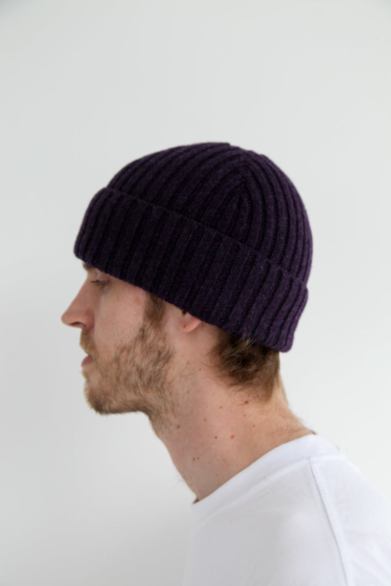 Half Dozen Super-Soft Lambswool Fisherman Beanie (Elderberry Purple) | Hats