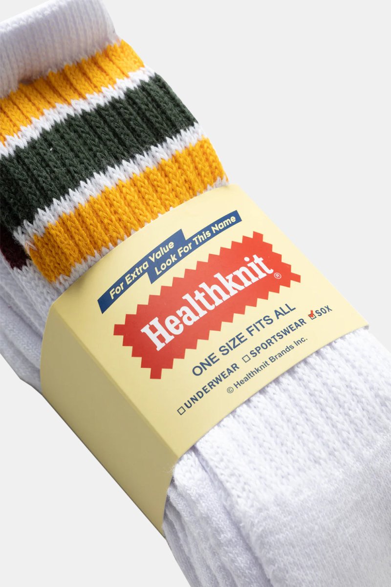 Healthknit 3 Pack 3 Line Crew Socks (Red/Green/Grey) | Socks