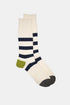 Girocollo a righe spesse in misto cotone riciclato Kinari (Ecru/Navy) | Calzini