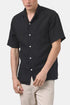 Camicia con colletto camp in flanella portoghese (nera) | Camicie