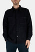 Camicia overshirt in maglia di flanella portoghese lavorata a spina di pesce (Blu scuro) | Camicie