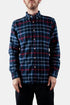 Camicia a quadri ESP pop-up in flanella portoghese (blu / bianco / rosso) | Camicie