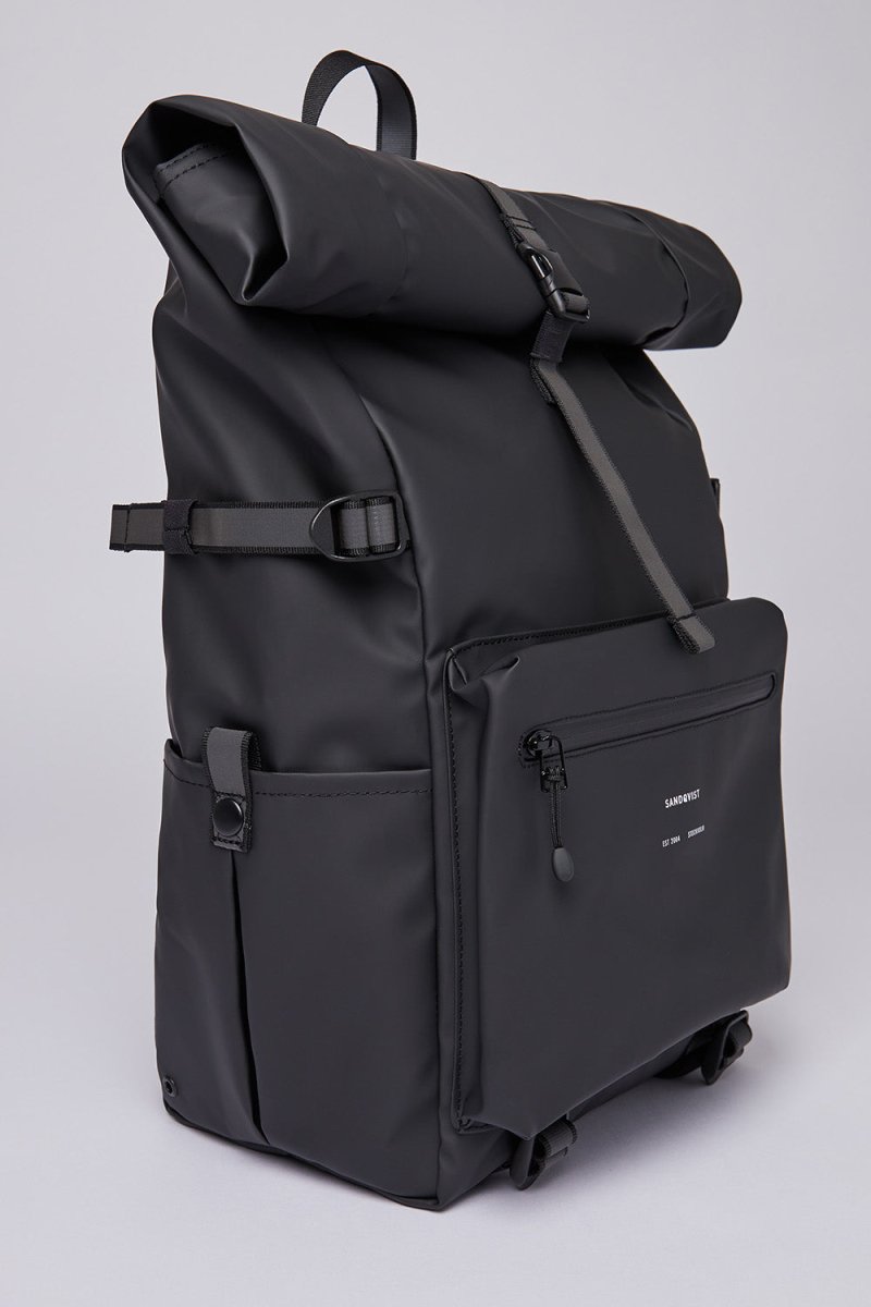 Sandqvist Ruben 2.0 Water-Resistant Rolltop Backpack (Black) | Bags