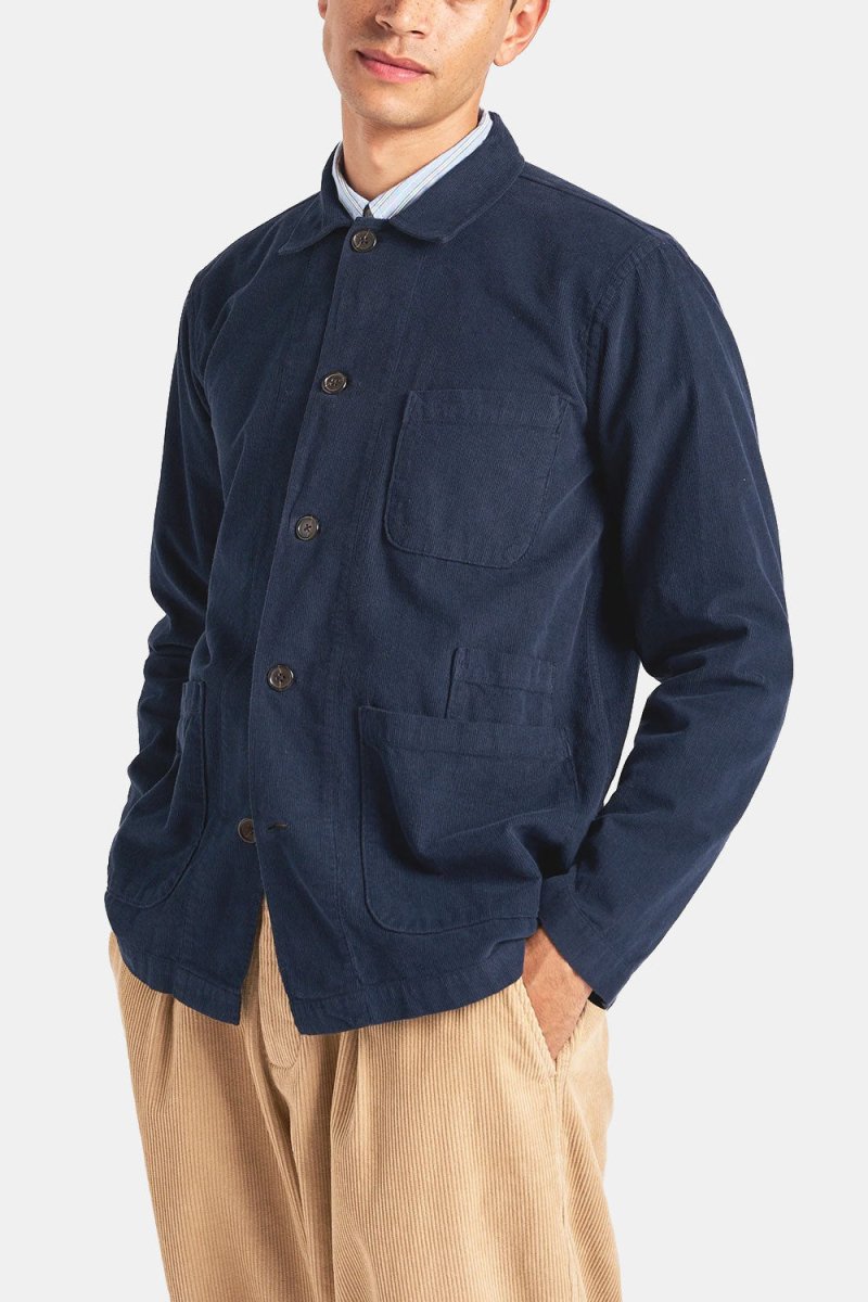 Universal Works Fine Cord Bakers Overshirt (Navy) | Jackets