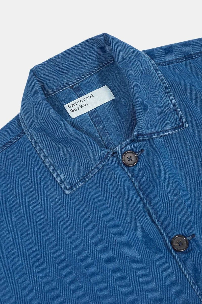 Universal Works Herringbone Denim Travail Shirt (Faded Indigo) | Shirts