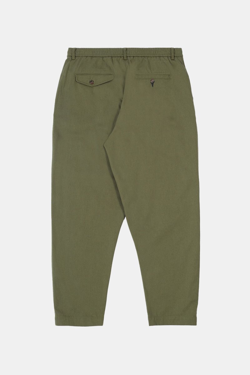 Universal Works Pleated Track Pant (Light Olive Twill) | Trousers