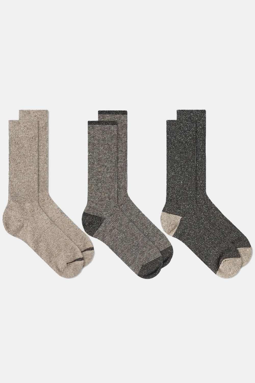 Anonymous Ism Nep Amerib Pack of Three Crew Socks (Charcoal Grey/Speck) | Number Six