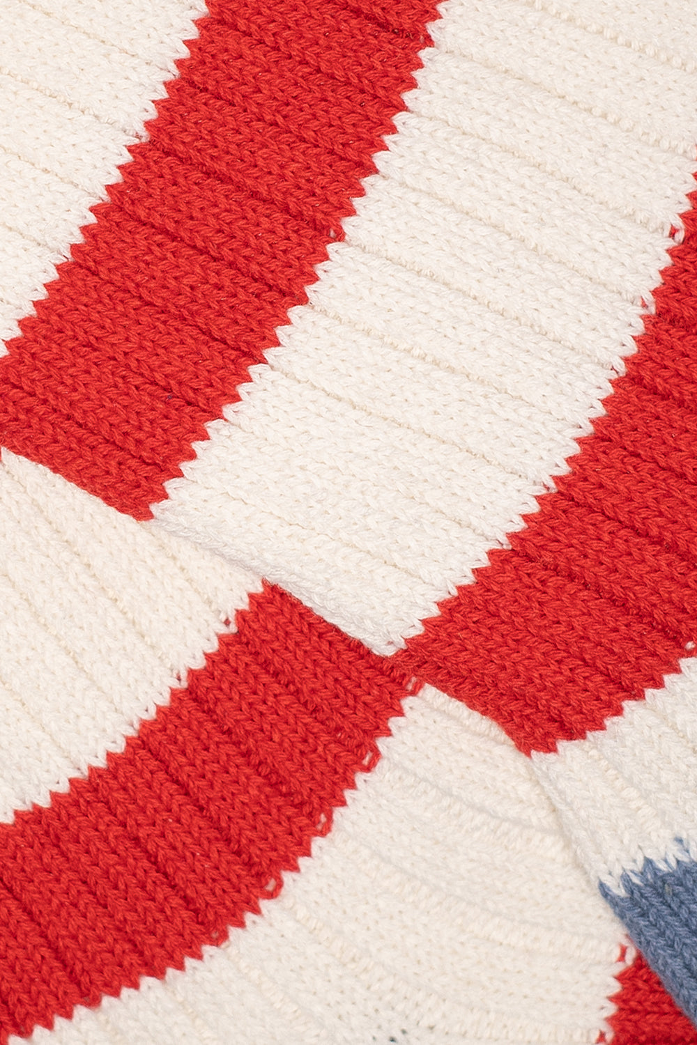 Kinari Recycled Cotton Mix Chunky Stripes Crew (Off White/Red) | Number Six
